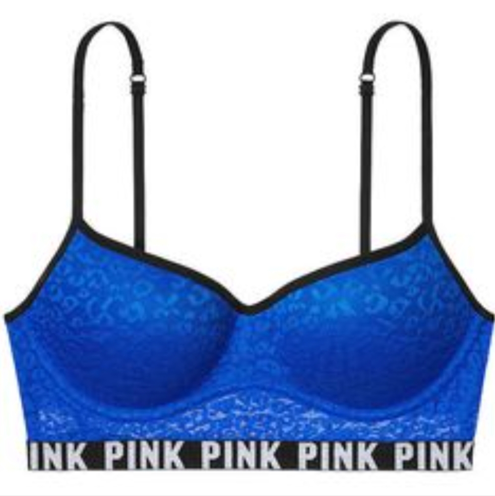 PINK Blue Lace Bralette Medium